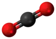 Ball-and-stick model of carbon dioxide