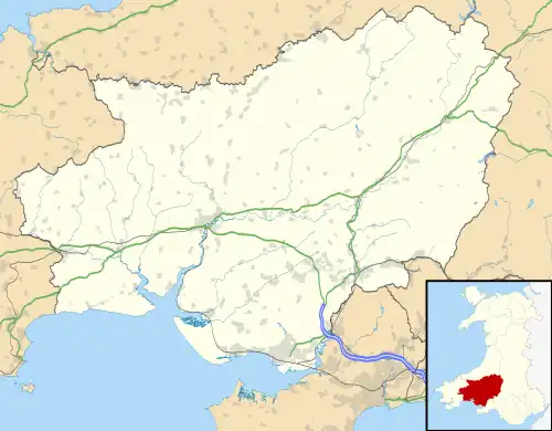 Carmarthen transmitting station is located in Carmarthenshire