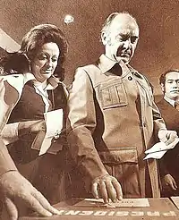 Carmen Romano voting in 1976