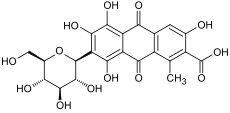 Chemical structure of carminic acid[citation needed]