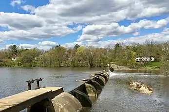 Dam forming Lake Carnegie in Princeton (Mercer County).