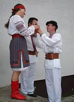 Lemkos from Sanok in stylized highland folk-costumes from Mokre (Poland)