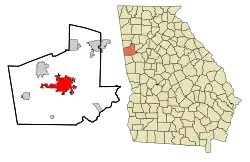 Location in Carroll County and the state of Georgia