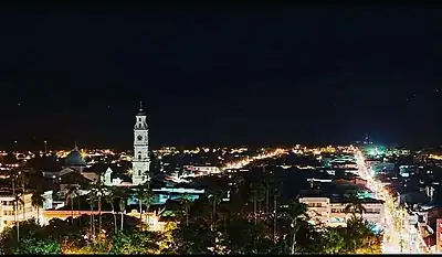 Aerial view of Cartago with the Cathedral of Cartago to the left side.