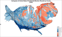 Cartogram of presidential election results by county