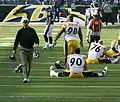 Casey Hampton and Bill Cowher during the warmup