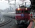 A Cassiopeia service at Hakodate Station in March 2016, hauled by JR Hokkaido Class ED79 electric locomotive ED79 14