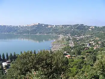 The town of Castel Gandolfo overlooking Lake Albano