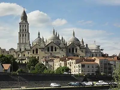 Saint-Front Cathedral in Périgueux, with five cupolas (11th century) The elongated domes were added in the 19th century by Paul Abadie, architect of Sacré-Cœur, Paris