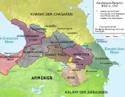 situation in the Caucasus in 850s  (Hereti's greatest extent)