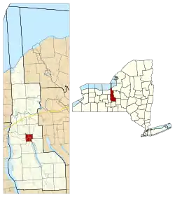 Location in Cayuga County and the state of New York.