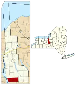 Location within Cayuga County and New York