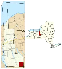 Location within Cayuga County and New York