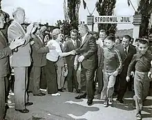 Nicolae Ceaușescu in Petroșani shortly after the 1977 miners’ strike