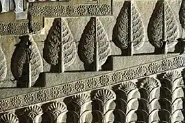 Depiction of trees and Lotus flowers at the Apadana, Persepolis