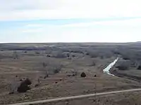 Smoky Hill River valley east of Cedar Bluff Reservoir dam.