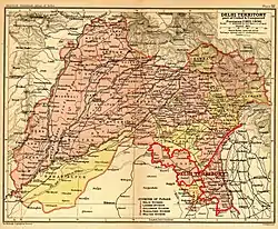 Ballabhgarh shown in Delhi Territory, near of Gurgaon, Imperial Gazetteer of India, 1908