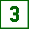 A "3" inside a square, written in green