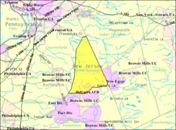 Census Bureau map of North Hanover Township, New Jersey