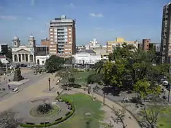 Plaza San Martín with the Cathedral of Morón