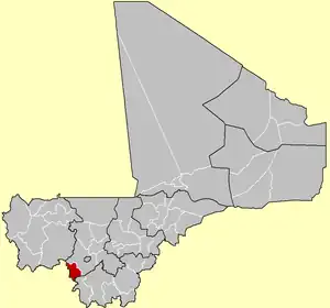 Location of Kangaba Cercle in Mali