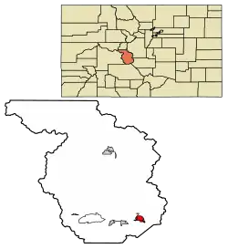 Location of the City of Salida in Chaffee County, Colorado.