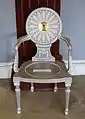 Chair (one of a suite) with Lascelles crest, 1700s – Entrance Hall – Harewood House