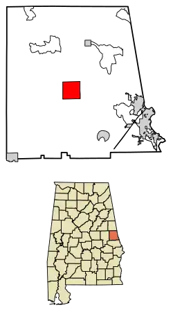 Location of La Fayette in Chambers County, Alabama.