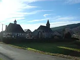 The town hall and the church in Chaumeil