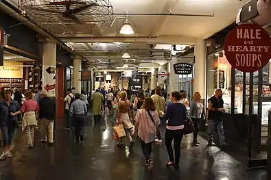 Various food establishments inside the Chelsea Market