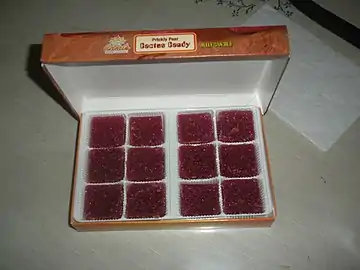 A box of prickly pear candy, often sold in Southwest U.S. gift shops