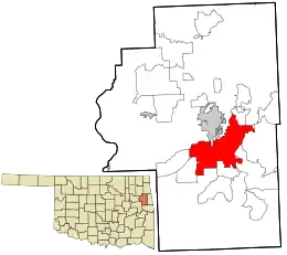 Location within Cherokee County and the state of Oklahoma