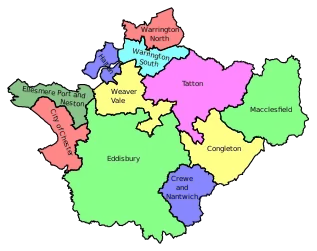 Map of parliamentary constituencies in Cheshire 2010-present