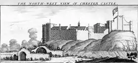 An engraving by Buck Brothers of Chester Castle in 1747