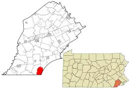 Location in Chester County and the state of Pennsylvania.