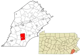 Location of London Grove Township in Chester County, Pennsylvania and in Pennsylvania