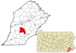 Location in Chester County and the state of Pennsylvania.