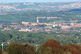 Chesterfield skyline and the Crooked Spire of Chesterfield Parish Church.