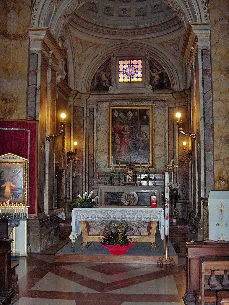 Annunciation by Cesare Sermei (1627-30), Main altar of the Chiesa Nuova, Assisi