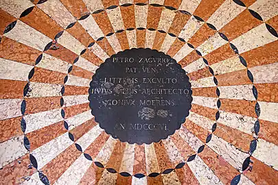 Tomb of "Pietro Antonio Zaguri" in the center of the nave.