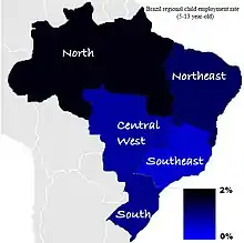 Color-coded regional map of Brazil