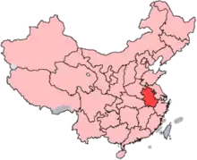 A map of China with Anhui province highlighted