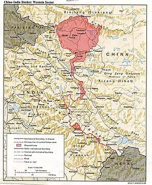 1988 CIA map of Aksai Chin including Dahongliutan