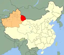 Location of the Kumul Khanate