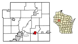 Location of Cadott in Chippewa County, Wisconsin.