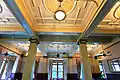 Decorative ceilings, columns and bay windows have been preserved in the grand dining room, finished in 1926.