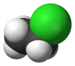 Ball-and-stick model of chloroethane