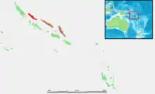 A map of the Solomon Islands highlighting the location of Choiseul, Santa Isabel, and Malaita.