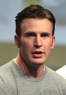 Chris Evans, who portrays Steve Rogers / Captain America, at San Diego Comic-Con in 2014