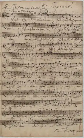 Soprano part, autograph score